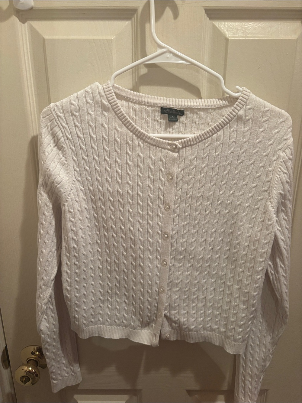 White fable Knit Button-Front Women's/girls Sweater